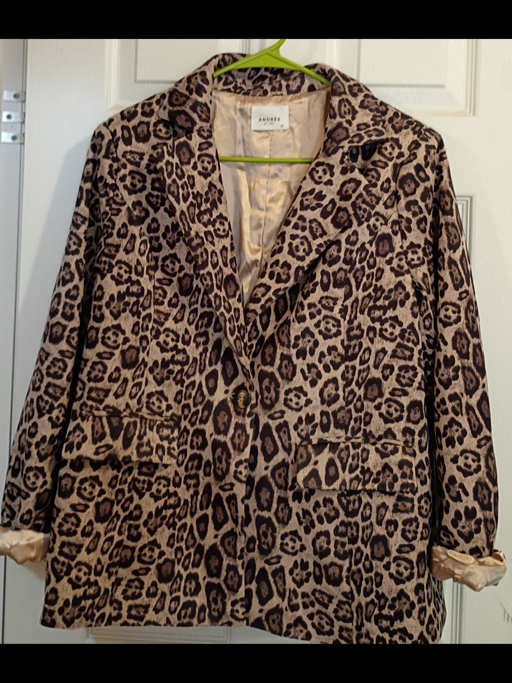 Andre By Unit Animal Print Blazer Jacket in Beige and Brown